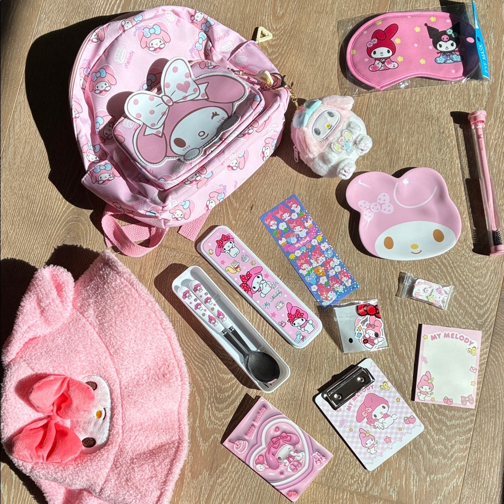 Pink My Melody huge bundle Backpack and Accessories Set